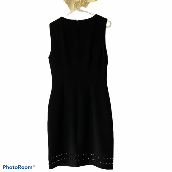 Ellie Tahari Little Black Dress LBD Midi Sheath - Picture 2 of 10